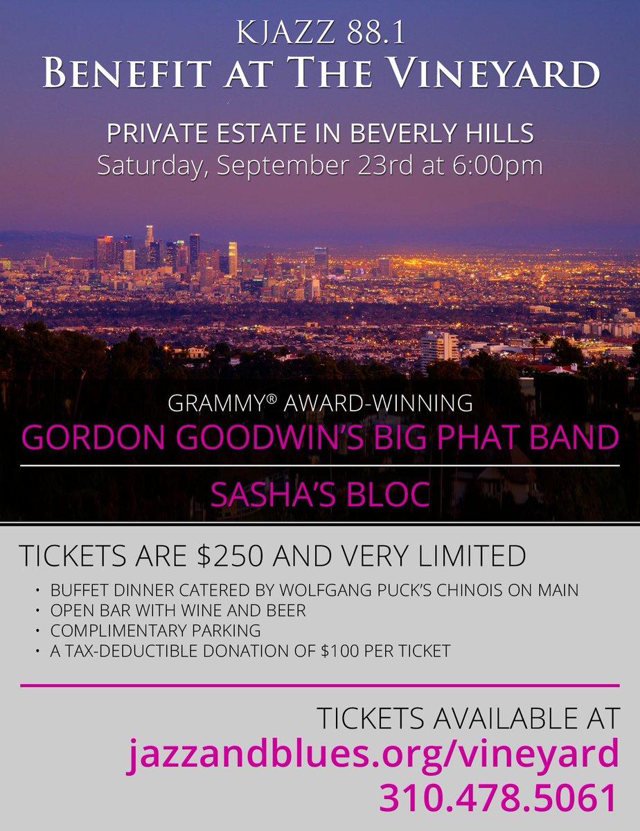 We will be doing an amazing  benefit concert together with Big Fat Band for KJAZZ September 23 #jazz, #blues, #the vineyardsBH, #bigband