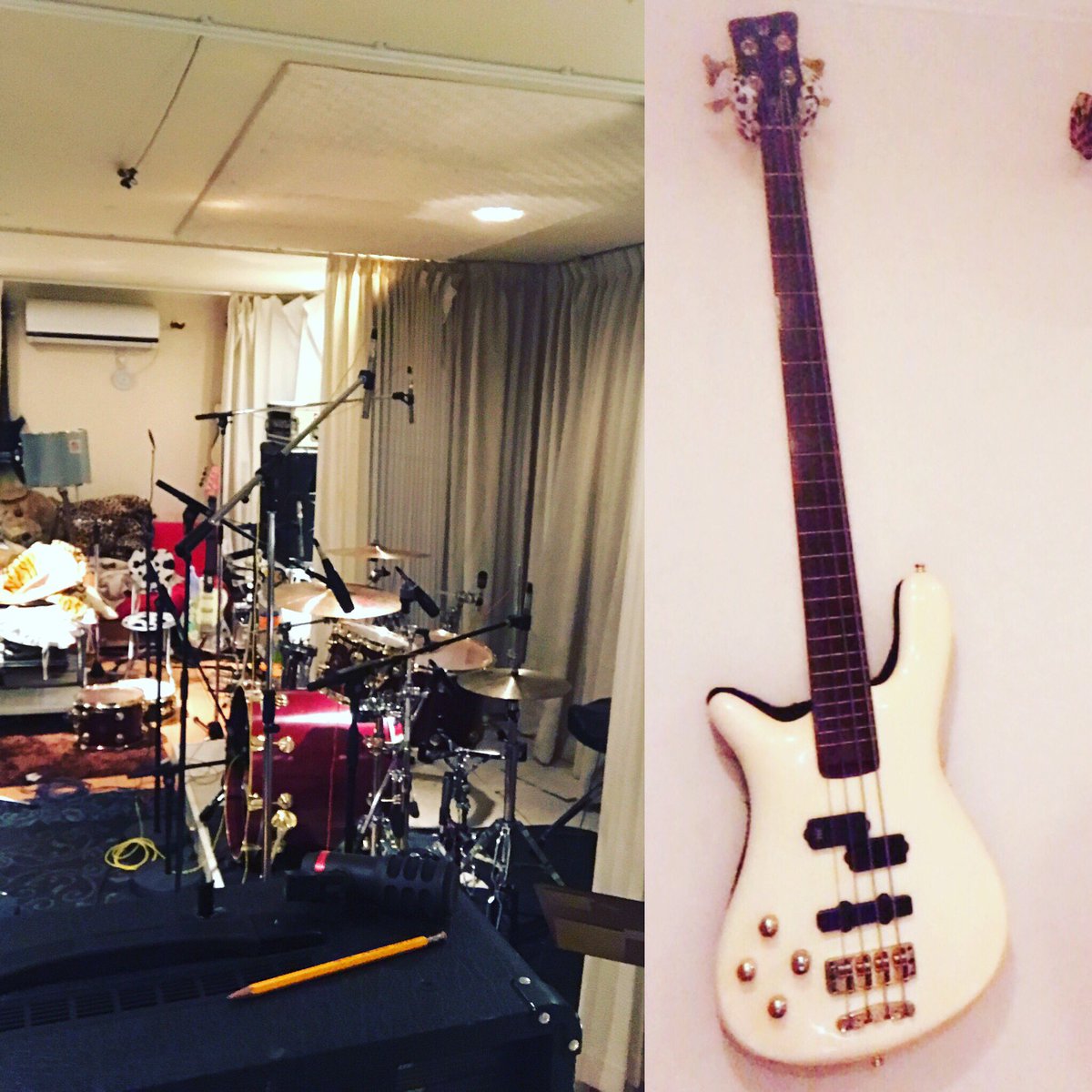 村社未来 ムラコソミライ Judy And Maryのベース恩田快人さん宅でglowlampのレコーディングでした 凄く良い音で録れたので完成が楽しみです エンジニアの柳俊彰さんありがとうございました Judy And Mary解散liveで弾いてたベースが置いてあって