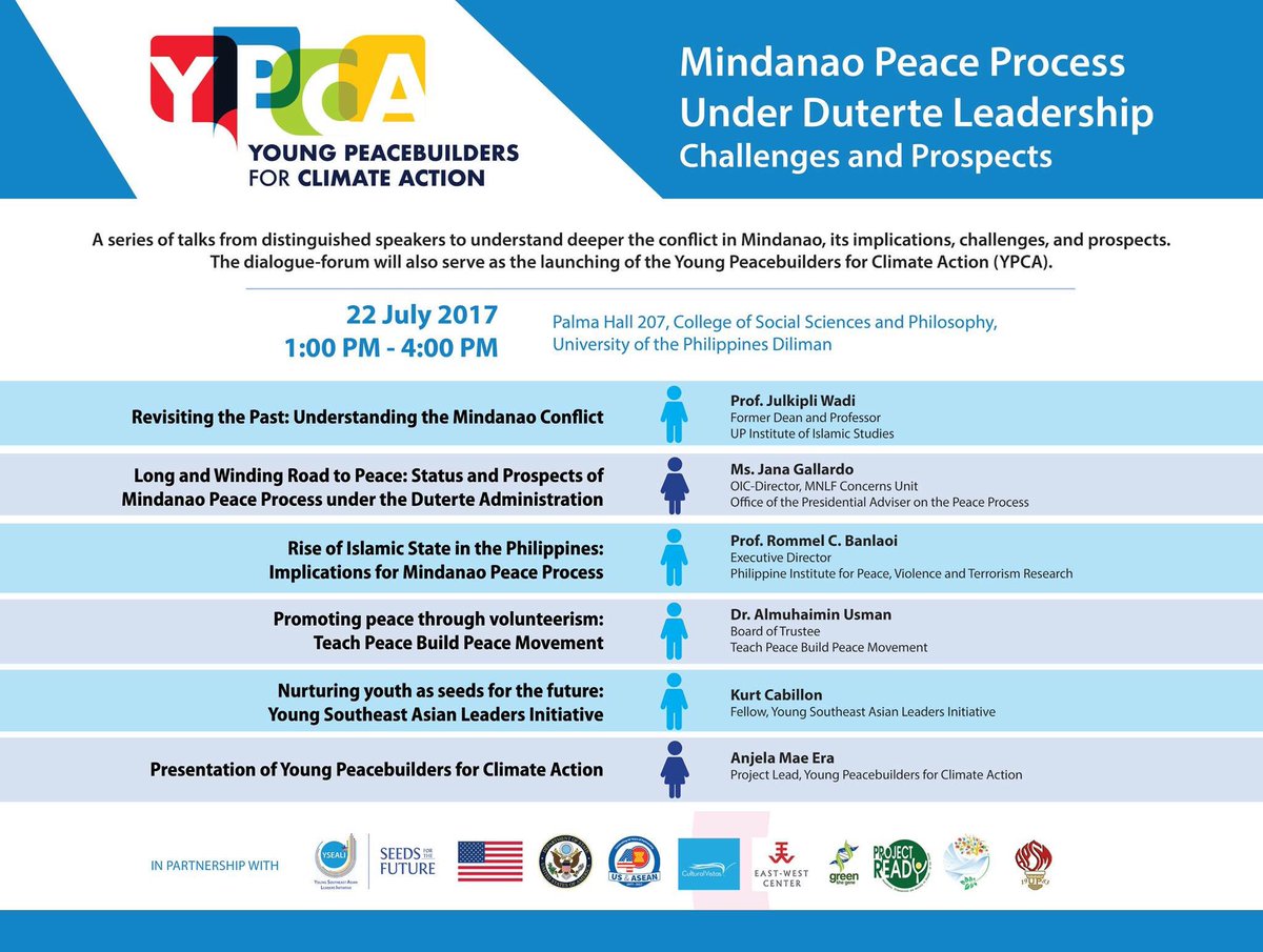 ASEANPeaceProj's tweet photo. We're hosting a @yseali forum with @upapsm on the Mindanao peace process. Read to know more: https://t.co/GxrmlvG3D7 #YPCA2017 #YSEALISeeds https://t.co/TWcHR65PYt