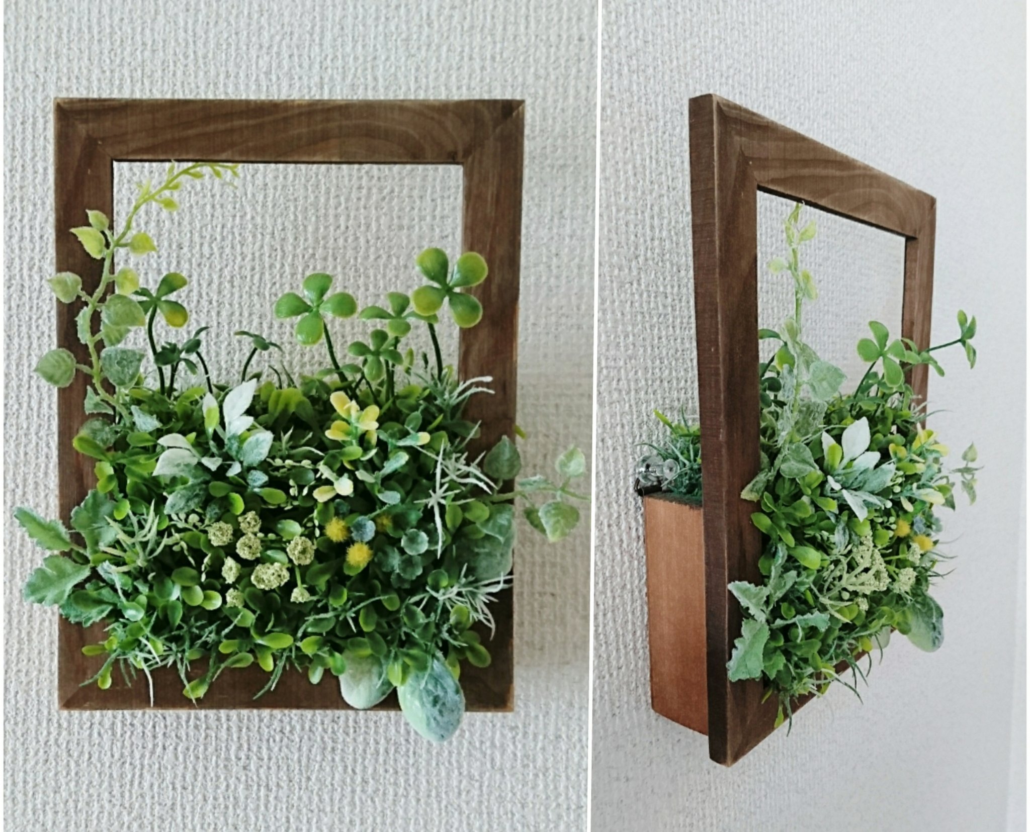 たま 100均セリアの材料でグリーンウォール Part Wｰ Vツー 横から見るとこんな感じ セリアのアンティークフレームと木箱をボンドではってます T Co 9yvtpmzeng Twitter
