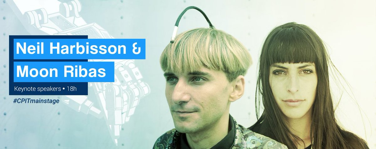 campusparty's tweet photo. Neil Harbisson, Moon Ribas "Cyborg Art “ Live at #CPIT1 https://t.co/hYPYmzvkV3 https://t.co/2tNmi10LzG