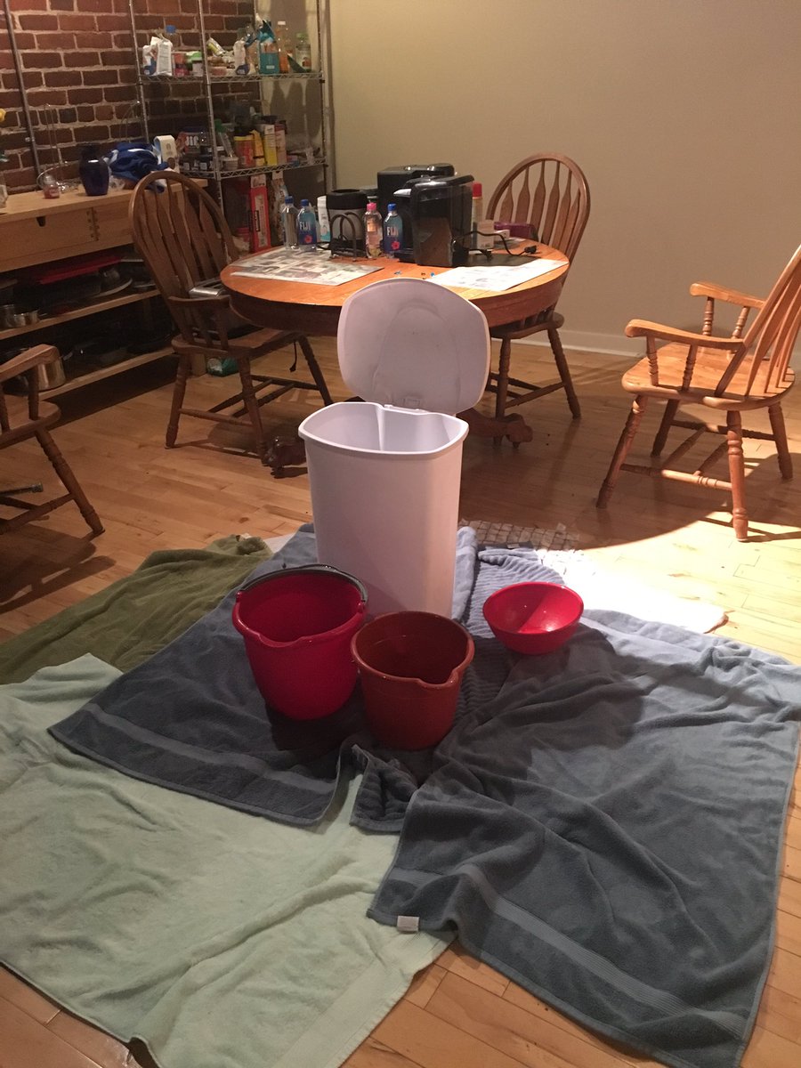 destinihope24's tweet photo. When the roof is leaking for the 4738292757th time, it's all hands on deck. #itsnotevenraining https://t.co/G77gARwuDk