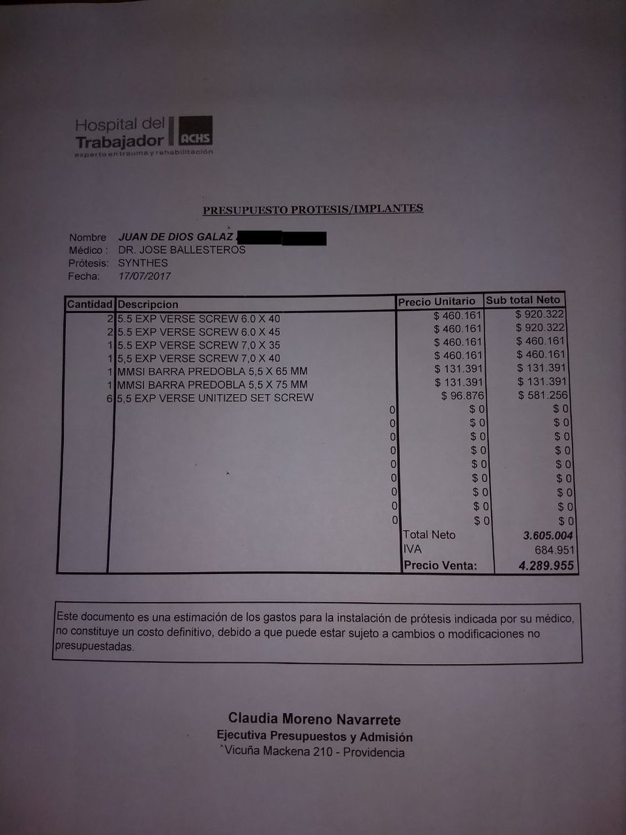 chauchale's tweet photo. @DonDateador hola podría ayudarme con un RT 🙏? Necesito reunir $23.301.829 Valor Cirugía + prótesis, y no tengo d donde sacar $, m ayudas🙏 https://t.co/PkzYq41zVv