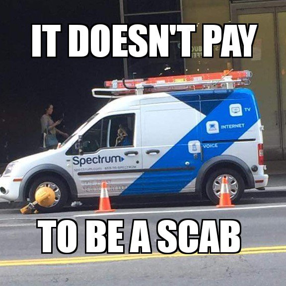 StrikeSpectrum's tweet photo. If #NYPD doesn't get you, #Karma will. #SpectrumBad #SpectrumStrike #Local3 #NYC #1u https://t.co/VSlmqCqOjR