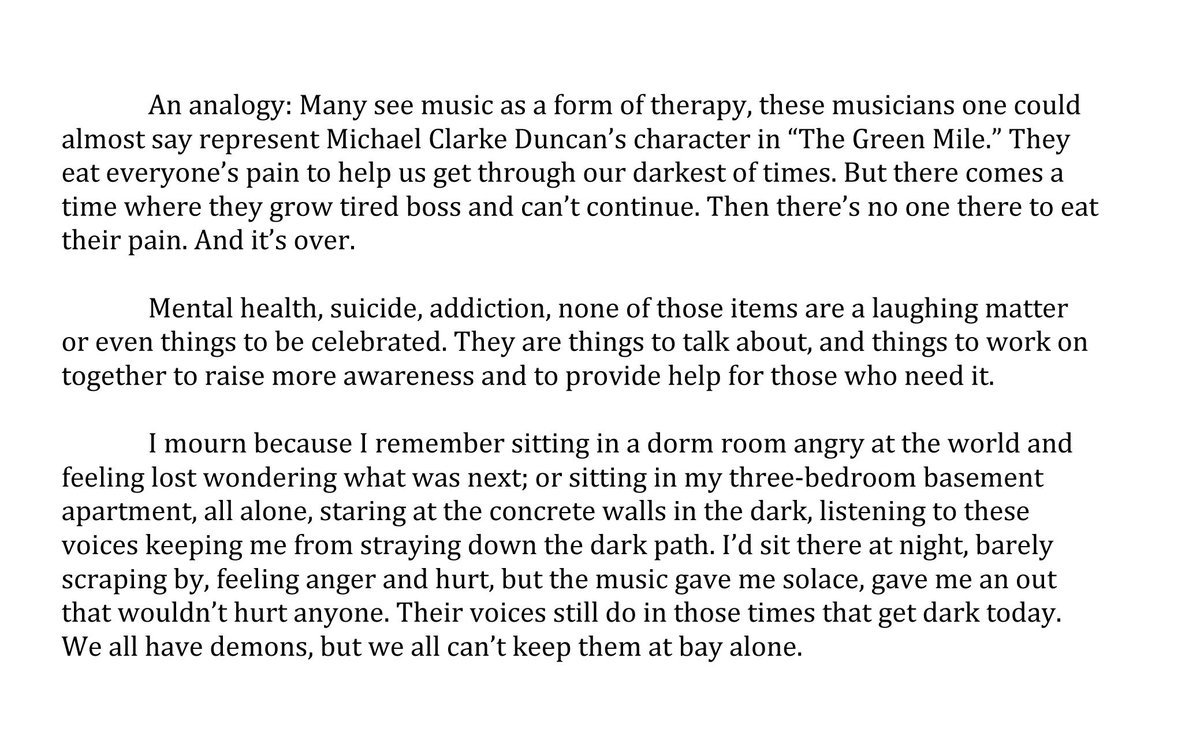 KPolisse's tweet photo. RIP Chris Cornell and RIP Chester Bennington. Your voices carried me out of the dark, if only we could have returned the favor. https://t.co/1rF1ghb0xk
