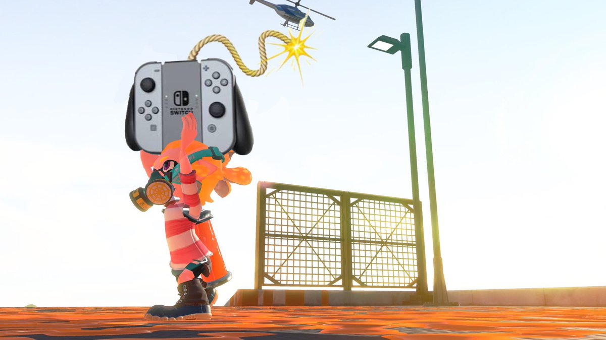 SplaToomlp's tweet image. 本日7月21日は「Splatoon2」の発売日だ！おめでとう！しかしSwitchの品切れや私情で現状プレイ出来ない人達も少なくないだろう。そこで特別な武器「Switchボム」をプレゼントするぞ。投げると大爆発するSwitch型のボムだ。バトル中に投げて、少しでも気を紛らわそう。