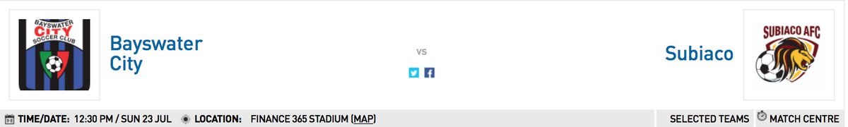 Looking for something to do on Sunday? Subiaco AFC First Team have the ‘catch up’ match against Bayswater City <a href="/BayswaterCitySC/">Bayswater City</a> KO 12:30pm