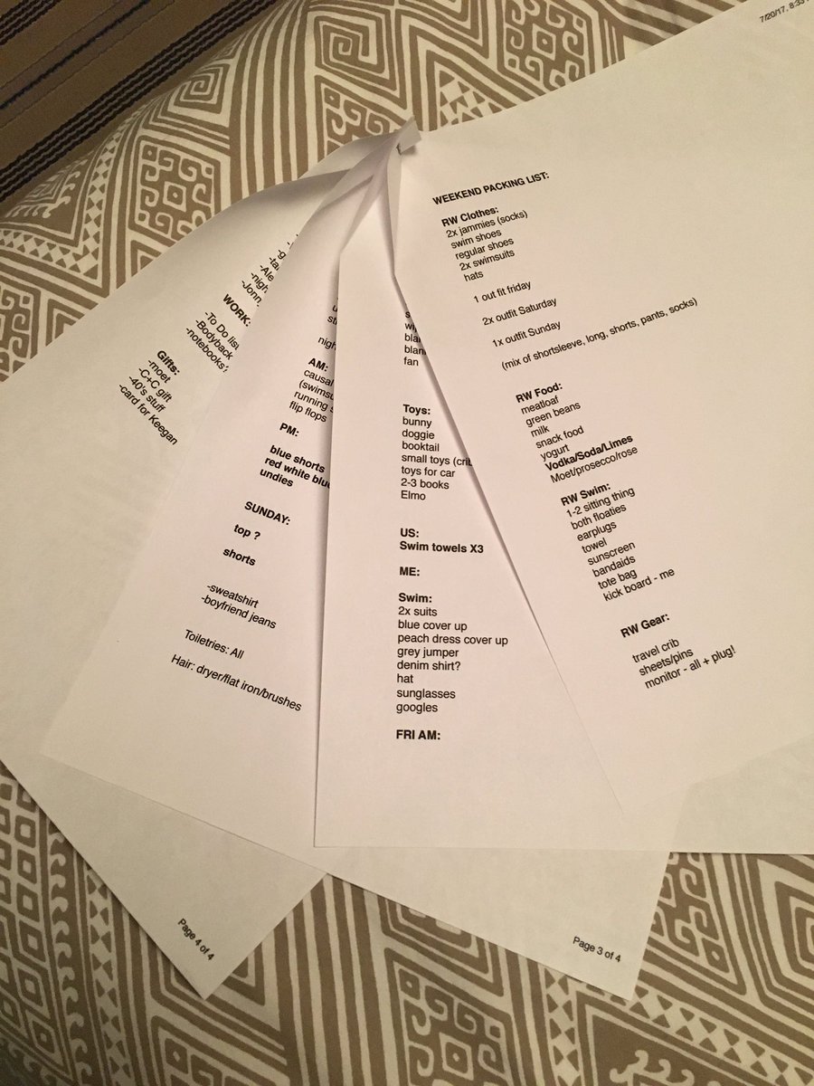 MsStephJackson's tweet image. 2 days away w/a toddler; 4pg packing list. Hubs: (b/f going to a movie) "We don't have to bring that much right?" #babyfat #vodka #momlife