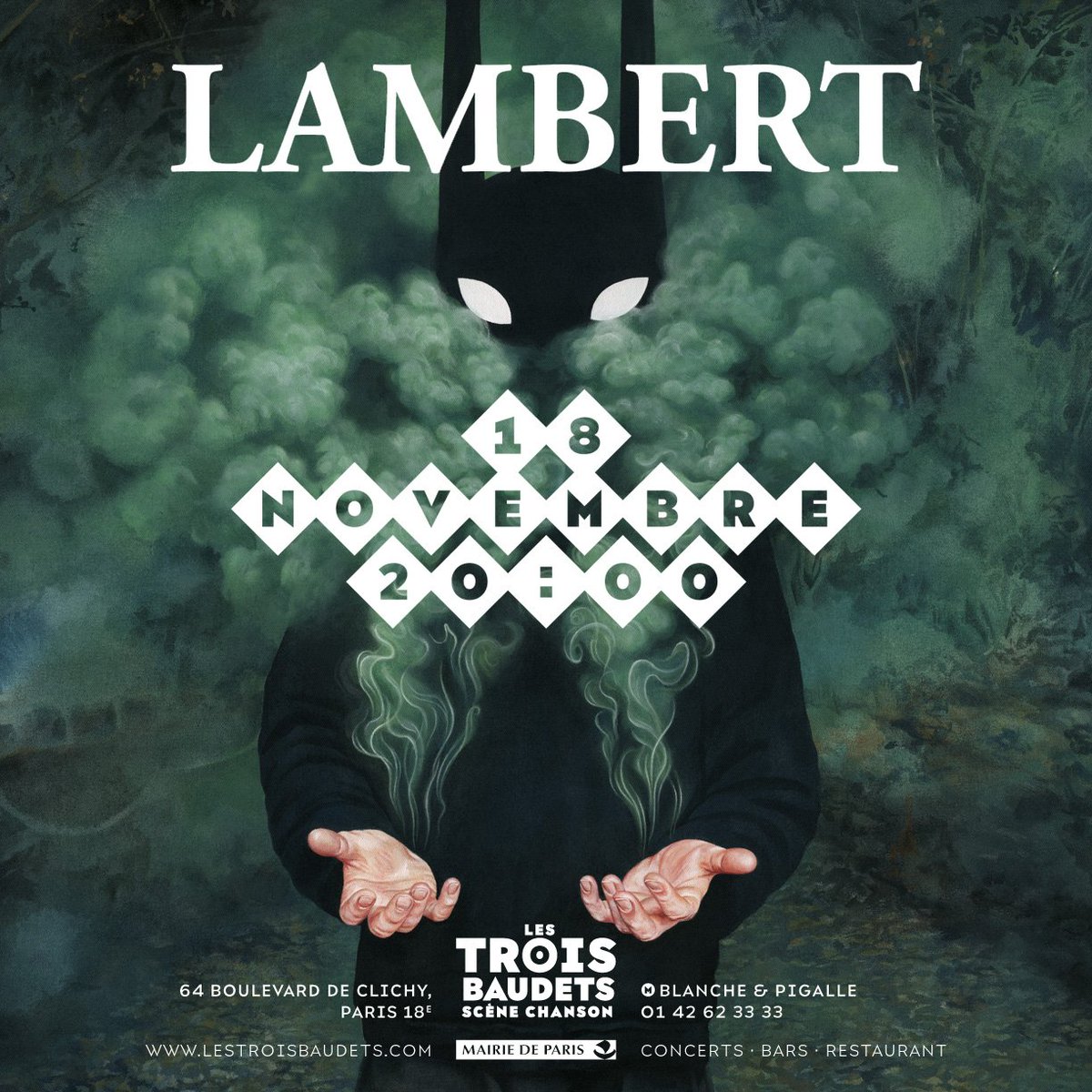 Lambert en concert le 18 novembre à @lestroisbaudets (Paris) • Tickets ► bit.ly/Lambert_3Baude…