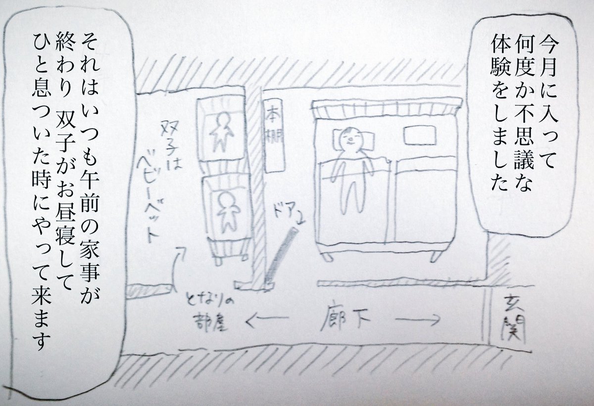 ある意味怖い話??夏の暑さのせいか育児疲れのせいか、週一くらいの頻度で金縛りにあうのですが…(見辛くてすみません)
 #怖い話 