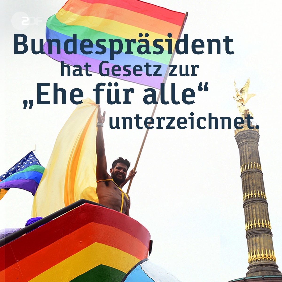ZDFheute's tweet photo. Voraussichtlich Anfang Oktober wird es in Kraft treten. Dann könnten die ersten schwulen und lesbischen Paare die Ehe schließen. https://t.co/KHfCuz4MLA