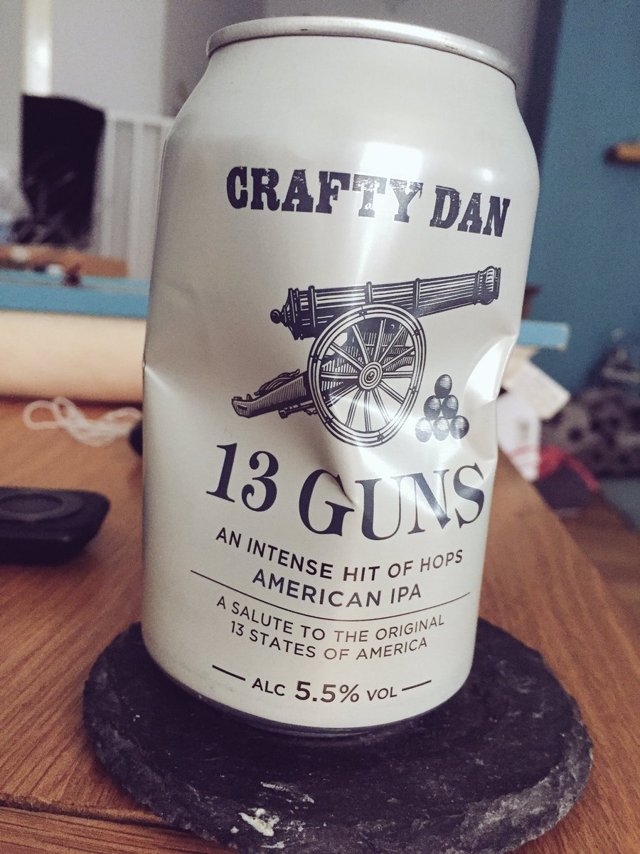 Daniel_K_Morgan's tweet photo. My little treat last night. I can confirm that this crumpled can of #craftydanmicro #13Guns is very much empty. @daniel_thwaites #ales https://t.co/vLJ7MqkAVL