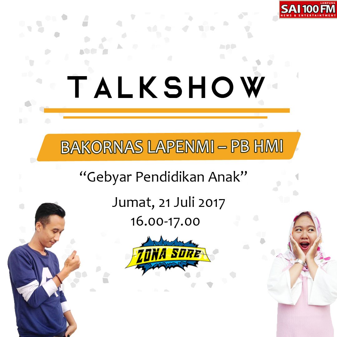 lampostupdate's tweet photo. Sore bahas Gebyar Pendidikan Anak, jam 4-5 sore di #zonasore. https://t.co/9npJzG7kOC