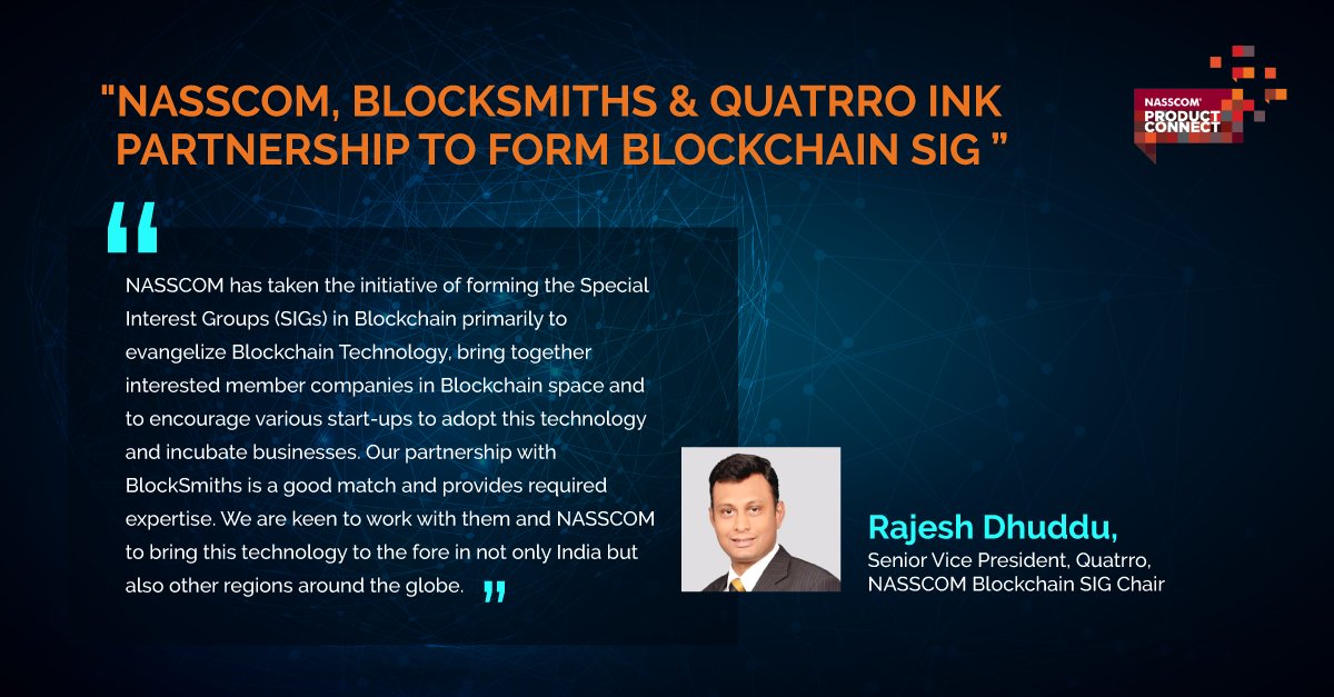 nasscomdeeptech's tweet photo. .@nasscom, @blocksmiths_io &amp; @Quatrro ink partnership to form #Blockchain SIG.
@rajeshdhuddu
Read more at https://t.co/czbd6cuWHi https://t.co/rXpKrgePXa
