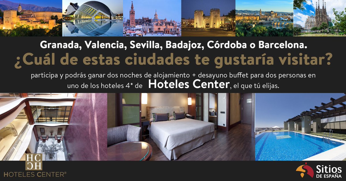 SitiosdeEspana's tweet photo. SORTEO | ¿Cuál de estas ciudades te gustaría visitar?
1-Sigue a @HotelesCenter y a @SitiosdeEspana
2-Haz RT
+Info: https://t.co/mGImLgKh3N https://t.co/hGHgxB0Ffc