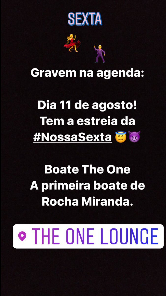 Yagopear's tweet photo. Tem alguém ansioso ?
Dia 11 tem a estreia da #NossaSexta na mais nova boate de Rocha Miranda #TheOneLounge 💣💣 https://t.co/BHCS1b7Okc