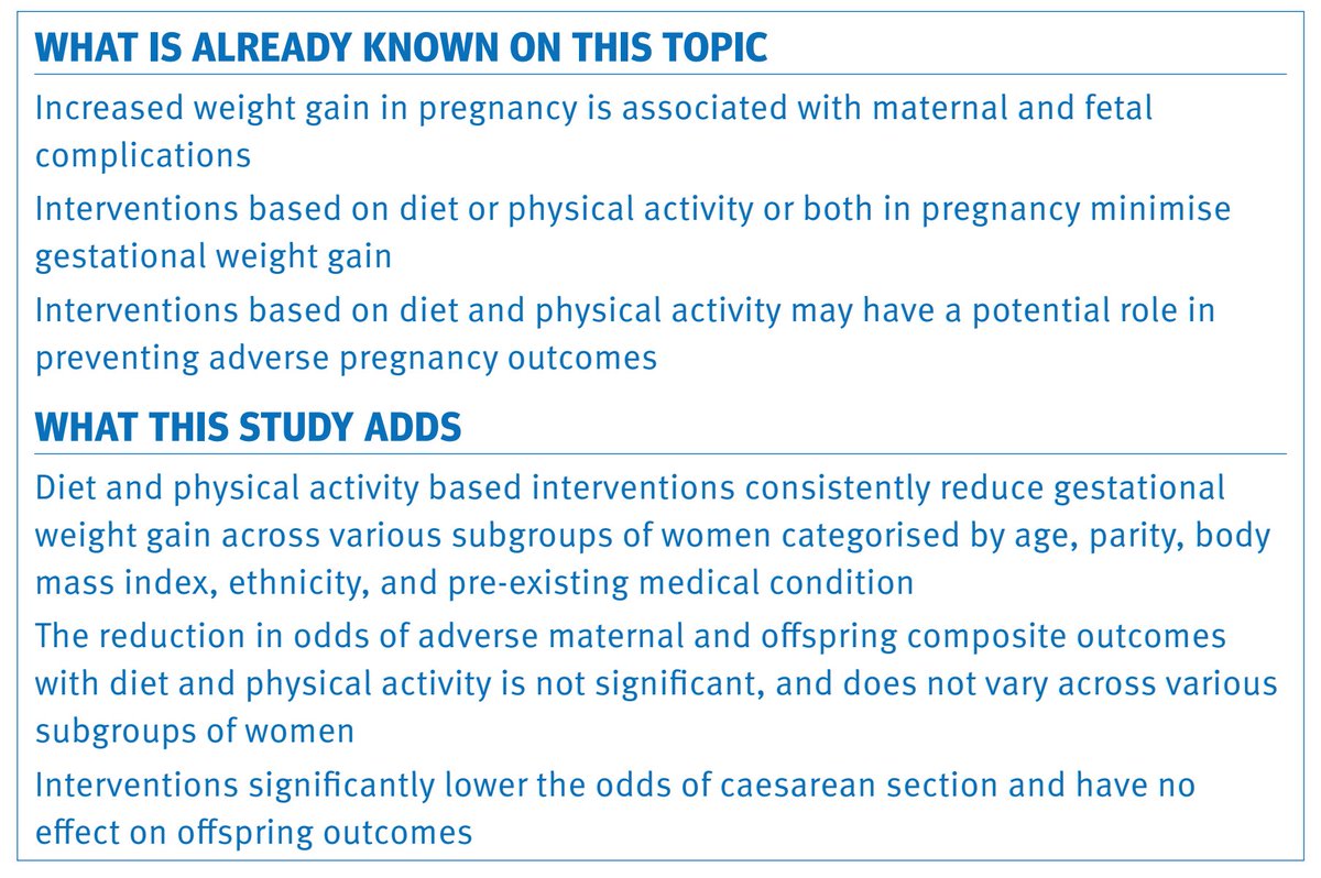 Meta-analysis: healthy diet &amp; regular moderate exercise decrease risks of caesarean section, excessive weight gain &amp; diabetes in pregnancy