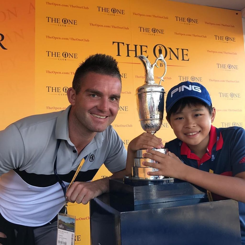 grant_jackson98's tweet photo. Lucky young kid got his hands on The claret jug #open2017 https://t.co/8w8v710cox