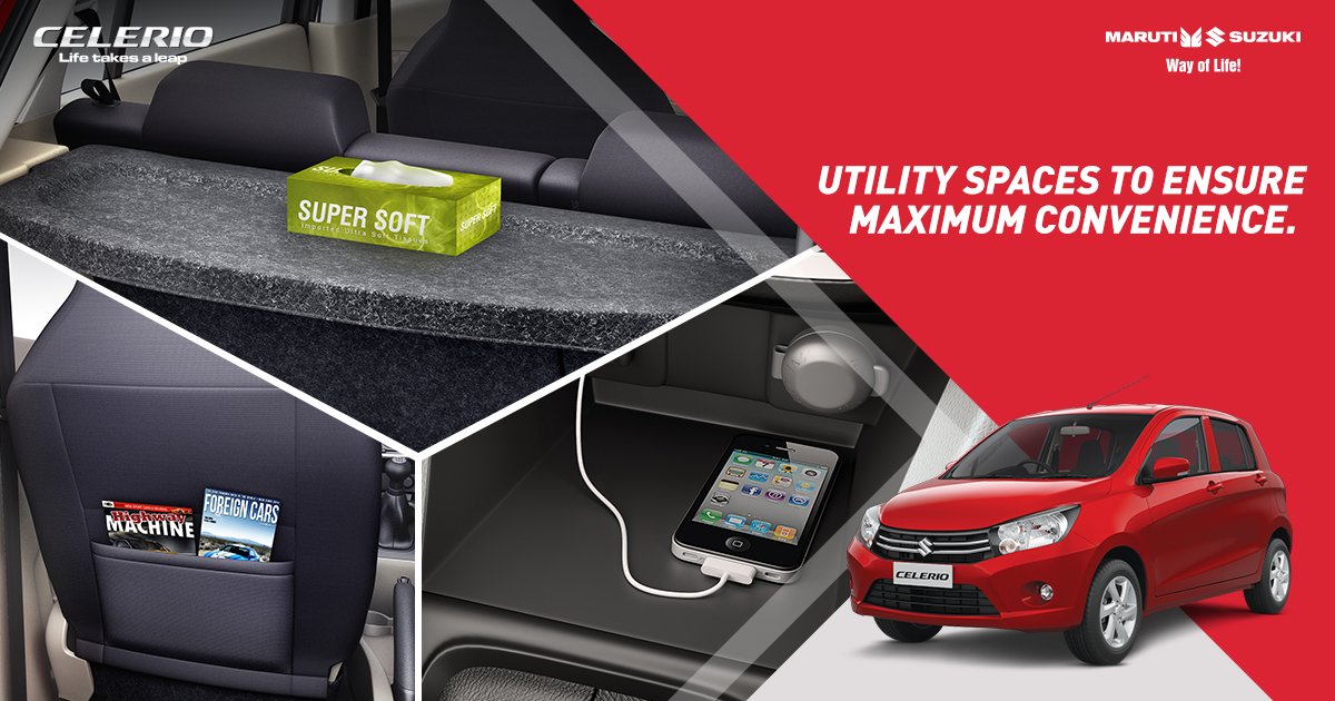 Maruti Suzuki Celerio comes with 15+ utility spaces, bringing all your essential belongings well within your reach.