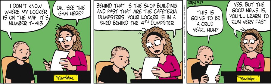 LockerGM's tweet image. LockerGM has online locker maps available to students linked to their locker. Save a visit to the office like in the Luann comic @HighSchool