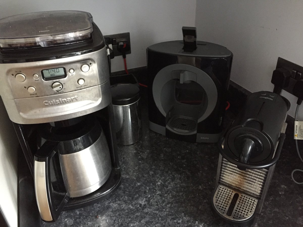 Mingstash's tweet photo. After being asked how many coffee makers I have, I thought I’d check. 16 is not too many is it? https://t.co/VtWzi7zd4B