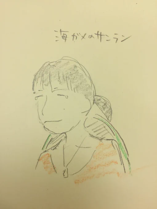 目薬した後の顔ウミガメみたいwwwwって言われて似顔絵もらった 