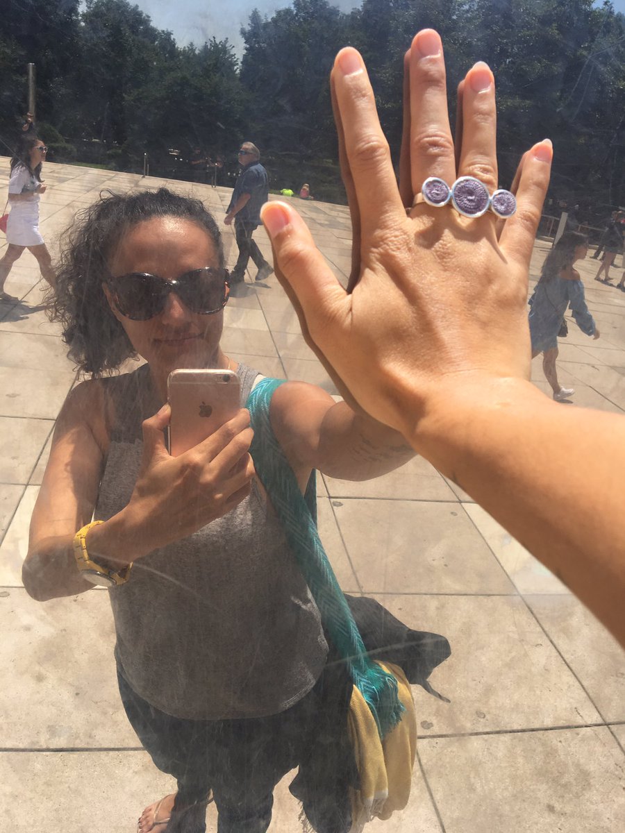 TintsabaCraft's tweet image. Our designer @Zfullstop in Chicago at The Bean rocking her TS knuckleduster! #swazi #fashion #jewelery #usa