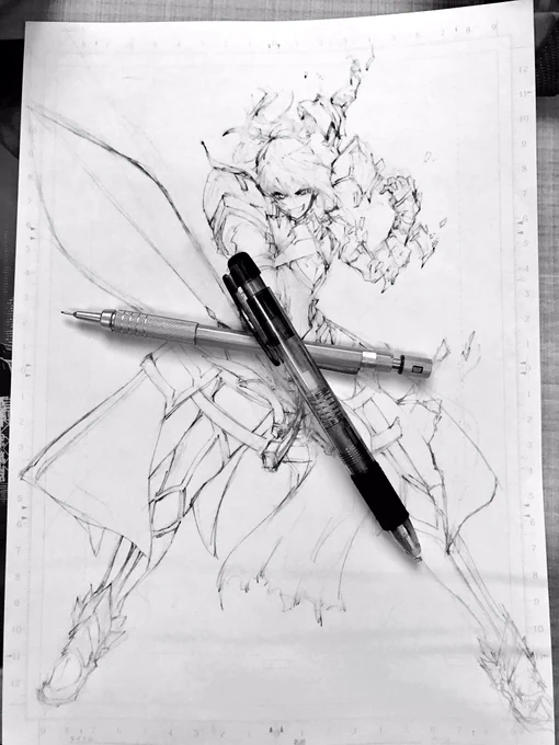 下書き。

夜気力残ってればペン入れします。 