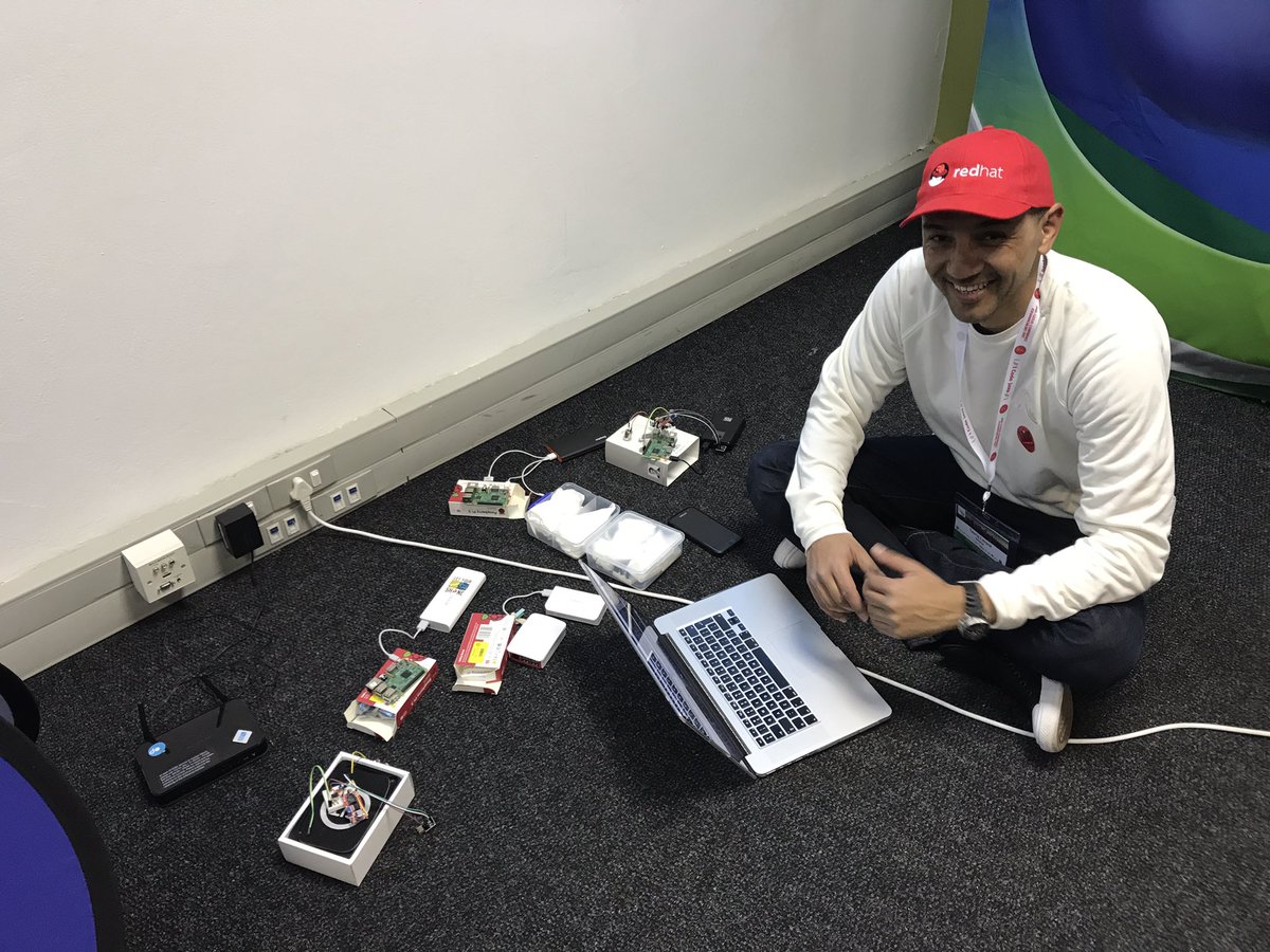 JaenSwart's tweet photo. @levackt getting ready for his session @kubernetesio @openshift @fabric8io #ICJ17 @RedHatMETA https://t.co/4gAg21UUPA