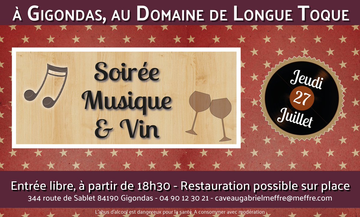 gabrielmeffre's tweet photo. Nous vous attendons nombreux au #DomainedeLongueToque, jeudi prochain, pour une soirée #Vin & Musique. Entrée libre & restauration sur place https://t.co/ZchQqAvxFK