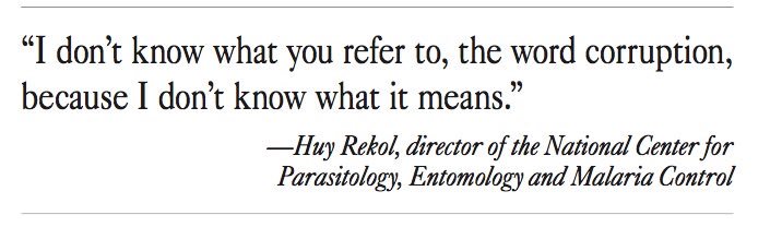 What happened when I asked the country's top malaria official about alleged corruption: cambodiadaily.com/news/global-fu…