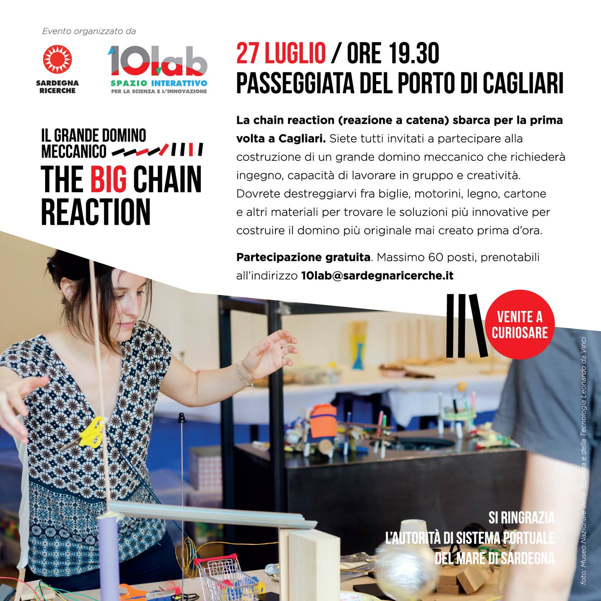 Comune_Cagliari's tweet photo. Estate #10lab idee fresche per teste calde! grande domino nel Porto di #Cagliari porta la tua creatività il 27/7 https://t.co/n5weEkm8kc https://t.co/YP9inz79cw