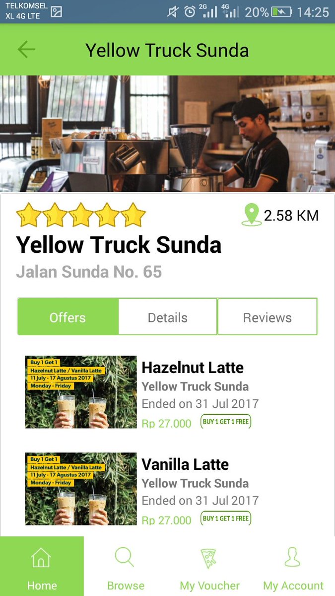 Promo buy 1 get 1 Hazelnut Latte di Yellow Truck Sunda. Jgn sampai ketinggalan. Instal play.google.com/store/apps/det… <a href="/InfoBdgEvent/">EVENT BANDUNG</a> <a href="/infobdgkuliner/">KULINER BANDUNG</a>