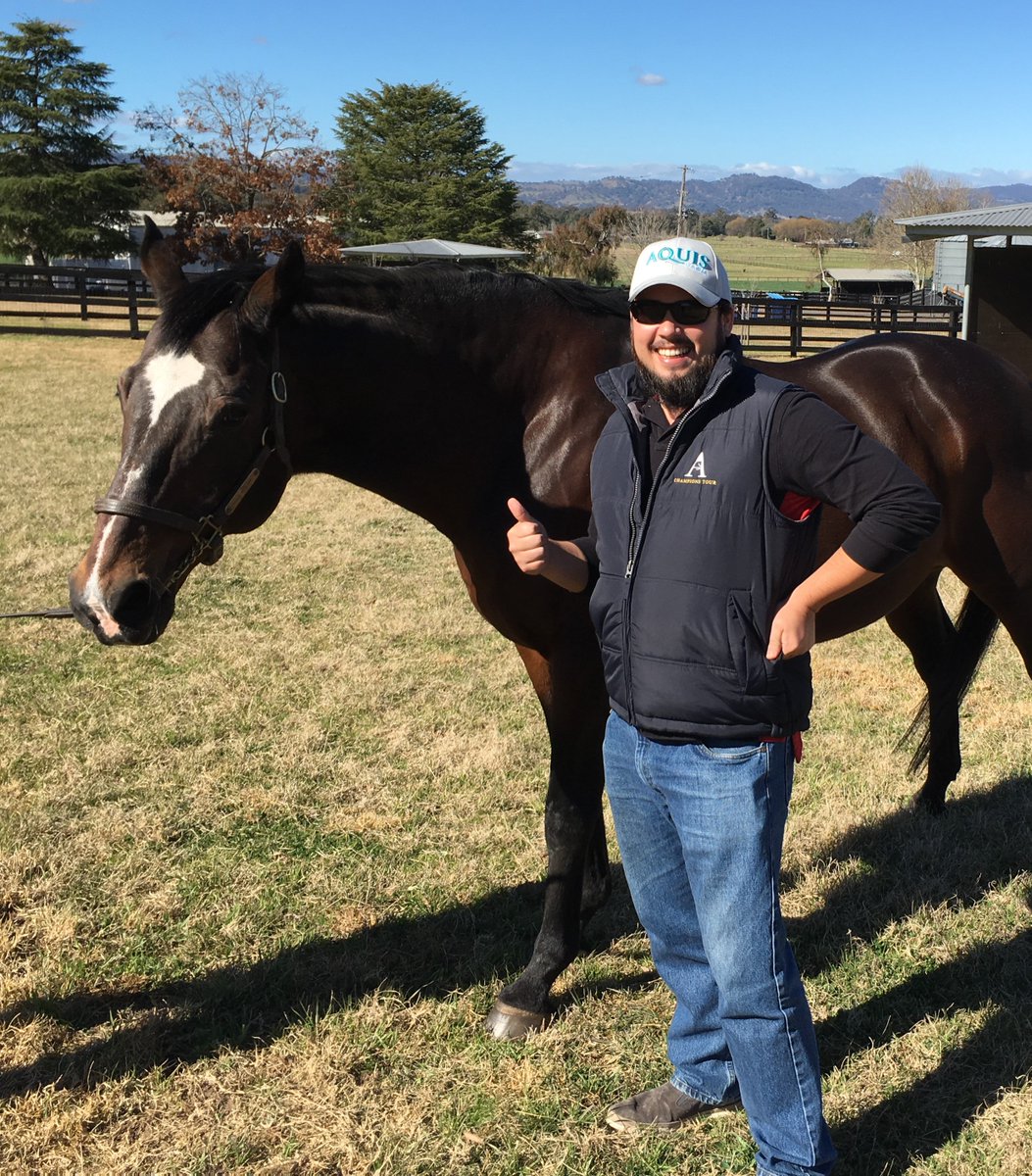 AquisFarm's tweet photo. Great to have @JustinFung9 visit @AquisFarm NSW today and catch up with Danewin. 26 years old and still looks the goods!! https://t.co/BmpEzZWzgK