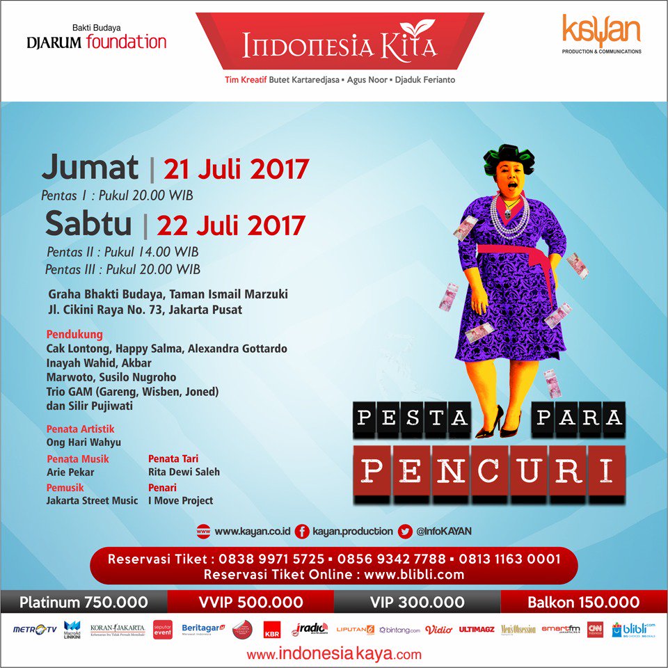 MALAM INI !! #PestaParaPencuri #IndonesiaKita mempertemukan beragam estetika di panggung <a href="/agus_noor/">Agus Noor</a> <a href="/masbutet/">butet kartaredjasa</a>
