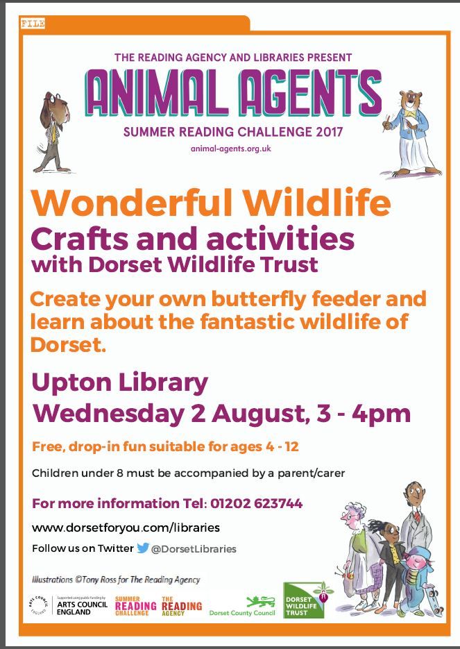 DorsetLibraries's tweet photo. Craft & activities session with Dorset Wildlife Trust at #UptonLibrary 2nd August https://t.co/DWyKONMJFC