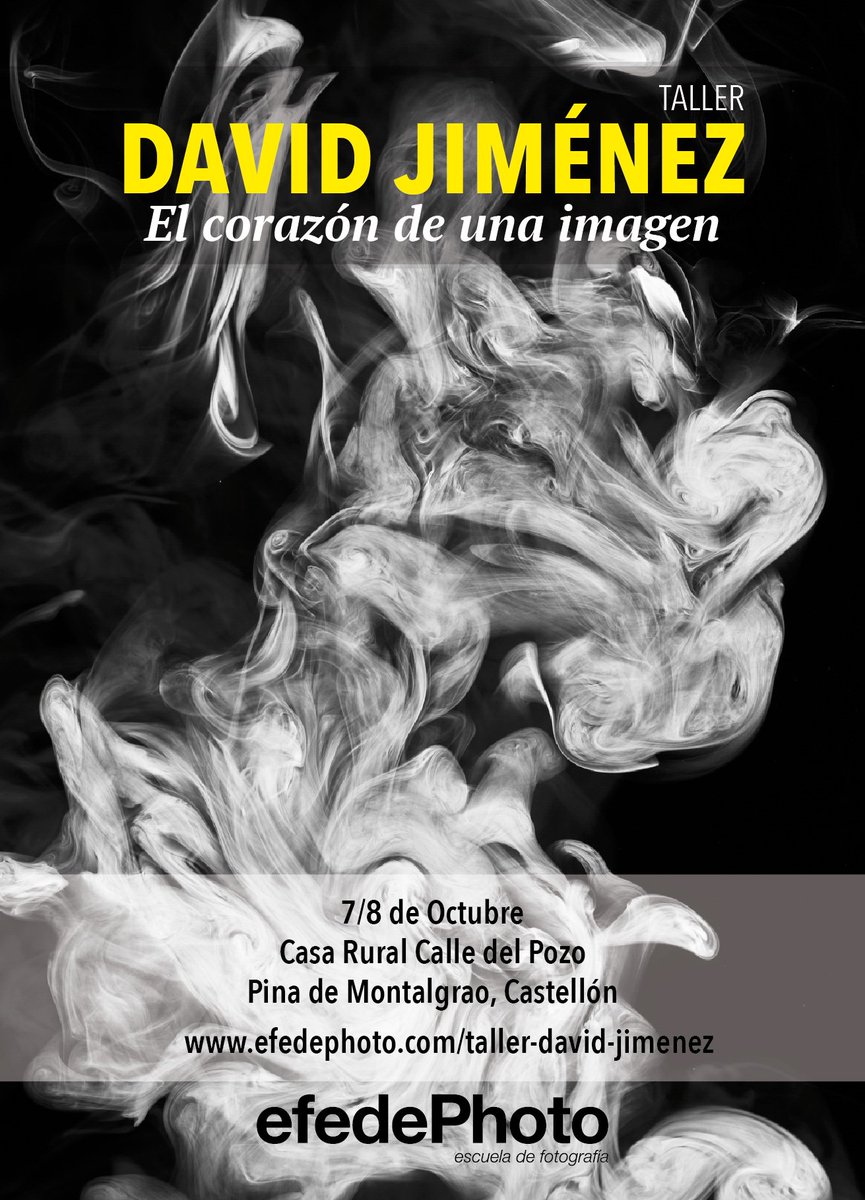 Taller con David Jiménez los días 7 y 8 de Octubre, en una casa rural de Pina de Montalgrao, Castellón ! 

+ info: efedephoto.com/taller-david-j…