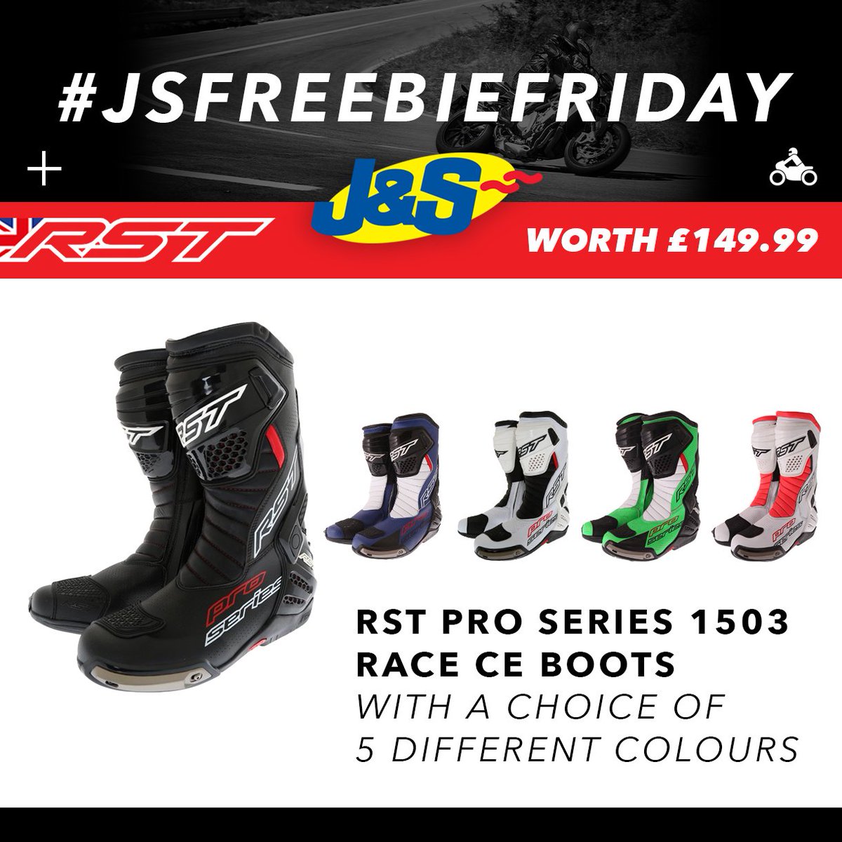 js_accessories's tweet photo. #JSFREEBIEFRIDAY Retweet &amp; follow us for a chance to win a pair of RST Pro Series 1503 Boots. Ends Tues 25th July. https://t.co/U2Kyy760kK https://t.co/SrocThPC6J