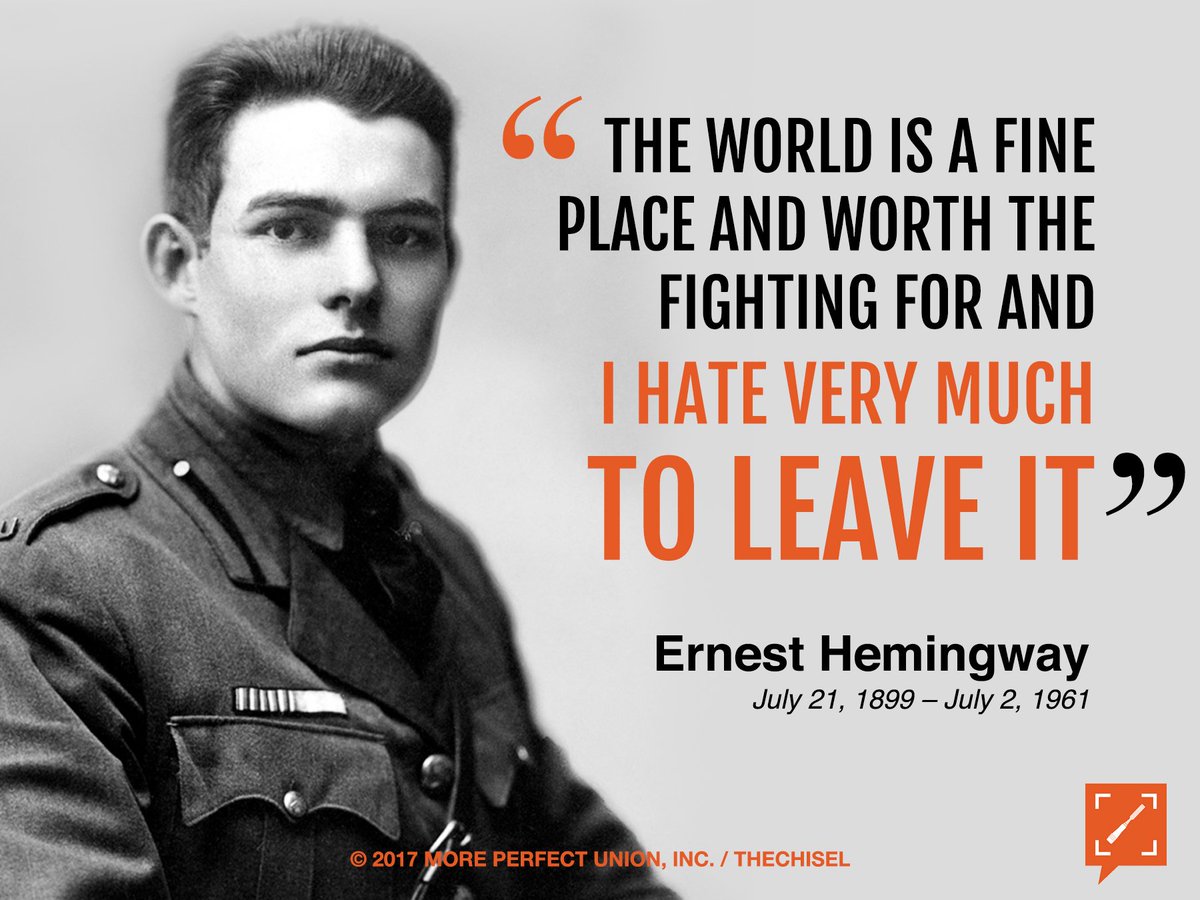 thechisel1776's tweet image. TheChisel salutes #American #author Ernest Hemingway, who was born on this day in 1899! #Bipartisan #Literature