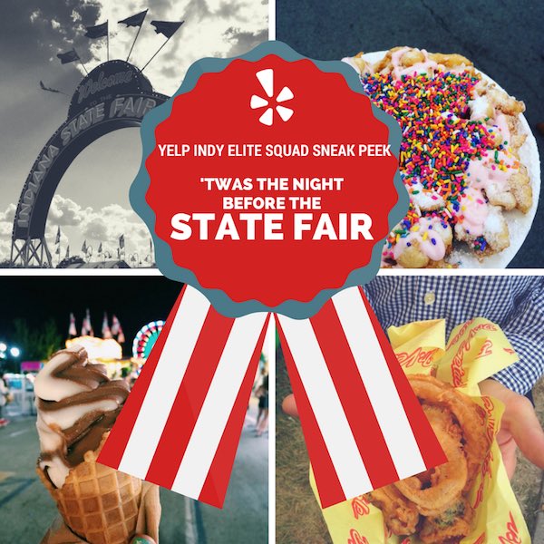 YelpIndy's tweet photo. Hey Elites - ready to try all of the @IndyStateFair foods before it opens to the public? Check your inbox today! https://t.co/6oHoBvbN2G 🙌🏽 https://t.co/TTBpb1rxoq