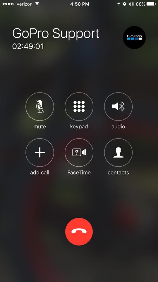 WidowCreekPhoto's tweet photo. GoPro Support - what a Frickin joke. On hold for more than 2.5 hrs, and disconnected! #goprosupport @GoPro https://t.co/w7sBWCdwc2