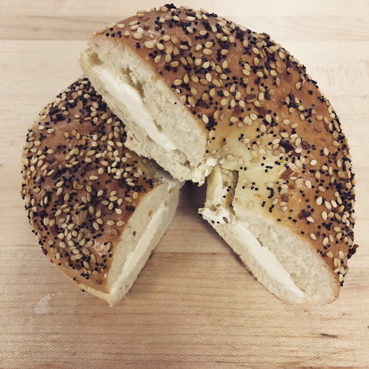 Bagels are fresh baked today and everyday. Today we have everything, blueberry, plain, and jalapeño.