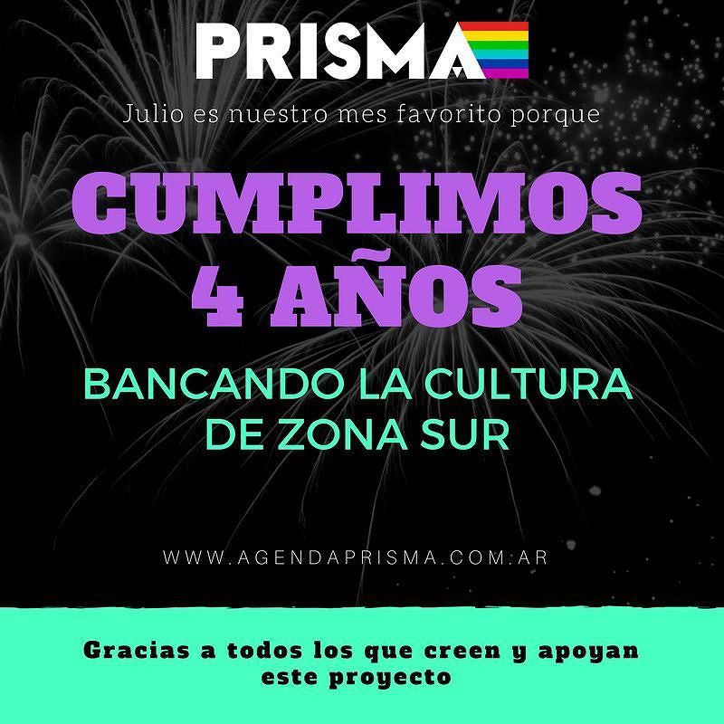 En #julio cumplimos 4 años bancando la movida cultural de zona sur!!
Seguinos y enterate de todo!!
Fb: Agenda Pris… ift.tt/2tmouH9
