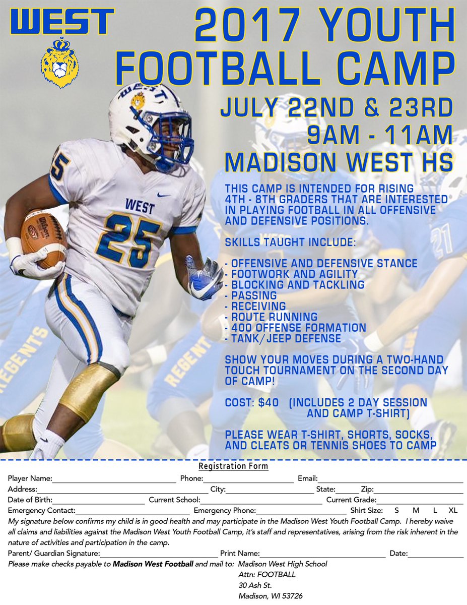 MadisonWestFB's tweet photo. Youth camp tomorrow! #FutureRegents๐ฆ๐ฆ๐ฆ https://t.co/XATcRIWyRP