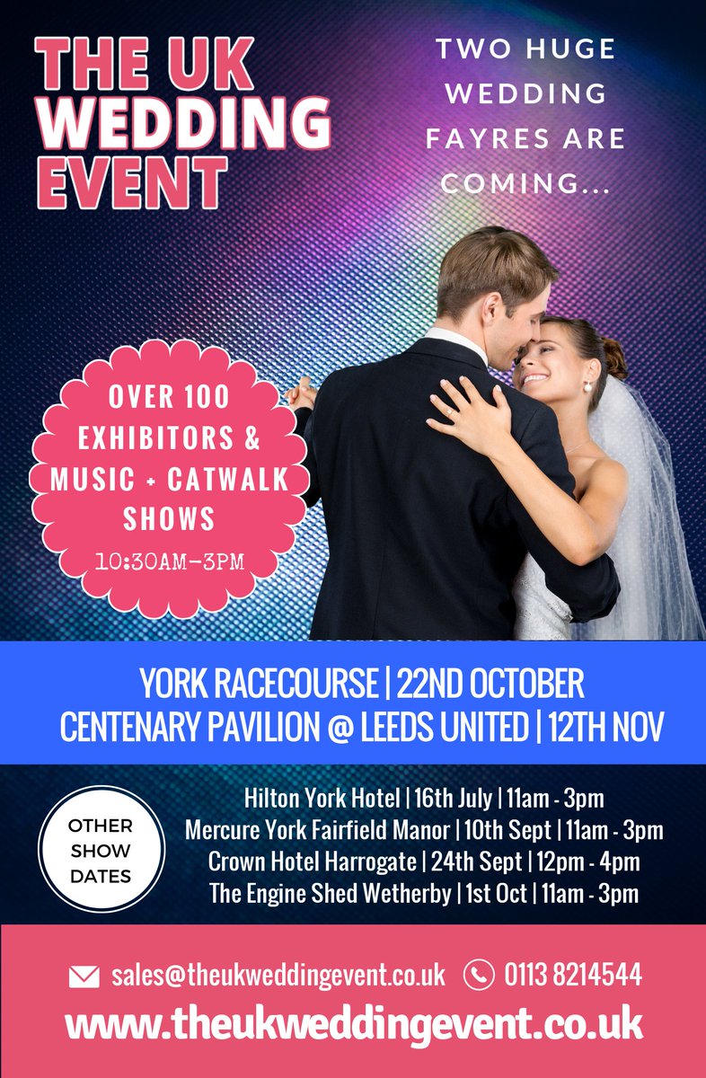 Don't miss the chance to exhibit at our #Yorkshire #weddingfayres. Email sales@theukweddingevent.co.uk or visit theukweddingevent.co.uk