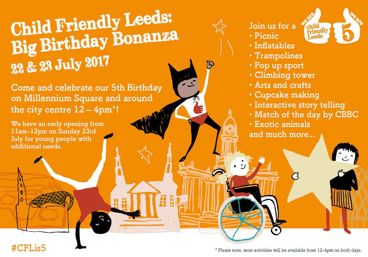 LeedsCC_News's tweet photo. Head to Leeds city centre for a host of free fun activities to celebrate the @Child_Leeds 5th birthday this weekend with @cbbc https://t.co/YkADgIaznl