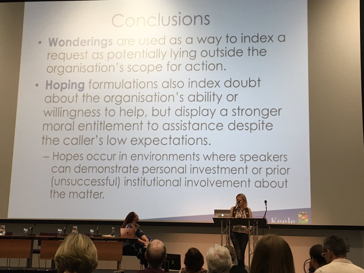 KayElwakai's tweet photo. An eye opening presentation by @alexahepburn &amp; Alexandra Kent on wondering and hoping during request sequences #IPrA2017 https://t.co/ayfW6tsqn5
