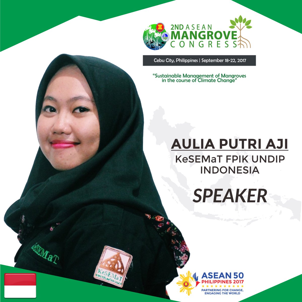 Aulia Putri Aji Wakili KeSEMaT dan Indonesia Jadi Pembicara 2nd ASEAN Mangrove Congress di Filipina kesemat.undip.ac.id/index.php/othe…