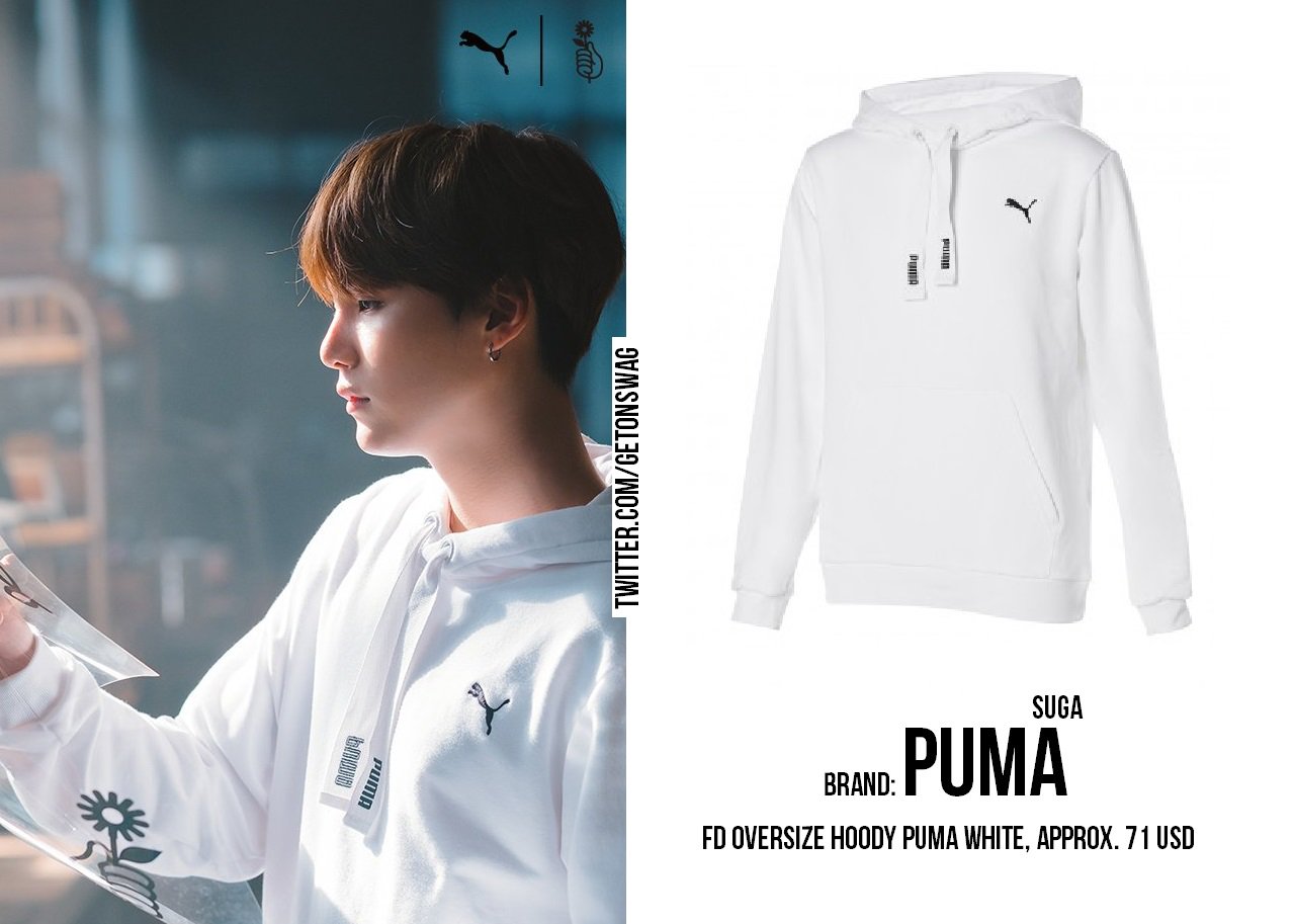 Beyond The Style Alex ✼ on Twitter: "SUGA 170721 #BTS #방탄소년단 #민윤기 PUMA white oversize hoodie JIMIN #JIMIN #지민 PUMA rebel tee white) &amp; PUMA court star https://t.co/xOcY5P4pPI" /