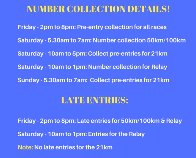 CTRunningFest's tweet photo. WHAT YOU NEED TO KNOW! Here are the confirmed details for number collection and late entries this weekend at #CTFoR2017. https://t.co/EtJhtxEJru